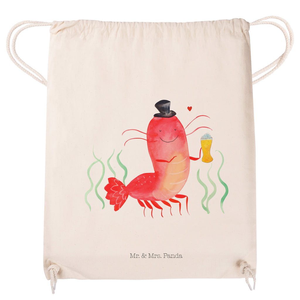 Sportbeutel Hummer mit Weizen Turnbeutel, Beutel, Sporttasche, Tasche, Stoffbeutel, Meerestiere, Meer, Urlaub, Garnele, Garnelen, Bier, Kochen, Männerhaushalt, Junggeselle, Junggesellin, Bierliebhaber, Kneipe, Gasthaus, Wirtschaft
