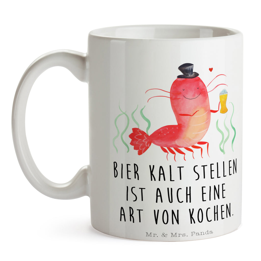 Tasse Hummer mit Weizen Garnele, Garnelen, Bier, Kochen, Männerhaushalt, Junggeselle, Junggesellin, Bierliebhaber, Kneipe, Gasthaus, Wirtschaft Becher, Kaffeetasse, Kaffeebecher, Tee, Frühstück, Büro  Meerestiere, Meer, Urlaub