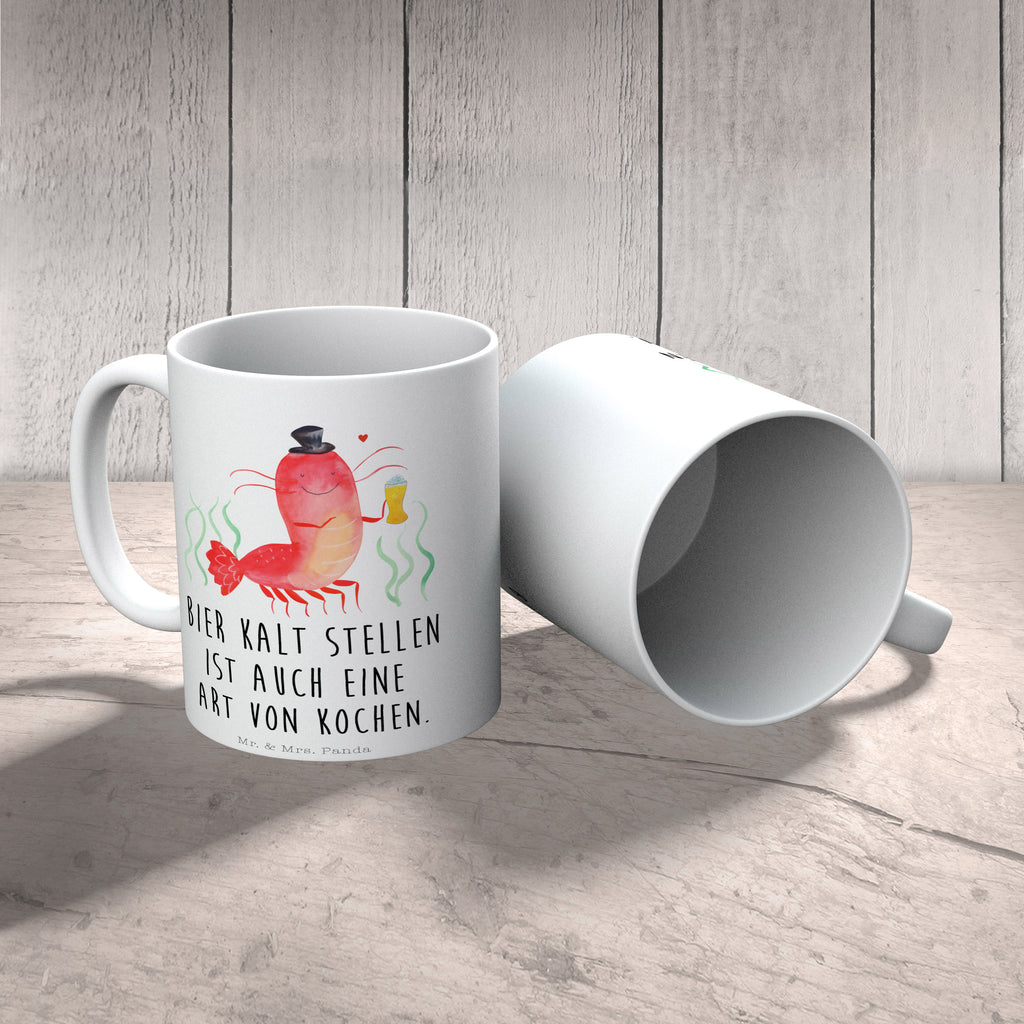 Tasse Hummer mit Weizen Garnele, Garnelen, Bier, Kochen, Männerhaushalt, Junggeselle, Junggesellin, Bierliebhaber, Kneipe, Gasthaus, Wirtschaft Becher, Kaffeetasse, Kaffeebecher, Tee, Frühstück, Büro  Meerestiere, Meer, Urlaub