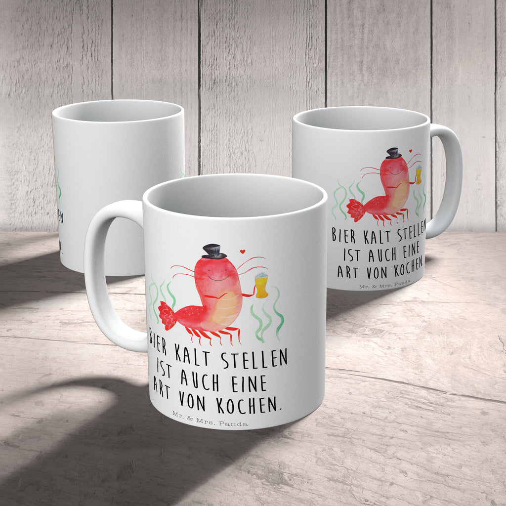 Tasse Hummer mit Weizen Garnele, Garnelen, Bier, Kochen, Männerhaushalt, Junggeselle, Junggesellin, Bierliebhaber, Kneipe, Gasthaus, Wirtschaft Becher, Kaffeetasse, Kaffeebecher, Tee, Frühstück, Büro  Meerestiere, Meer, Urlaub