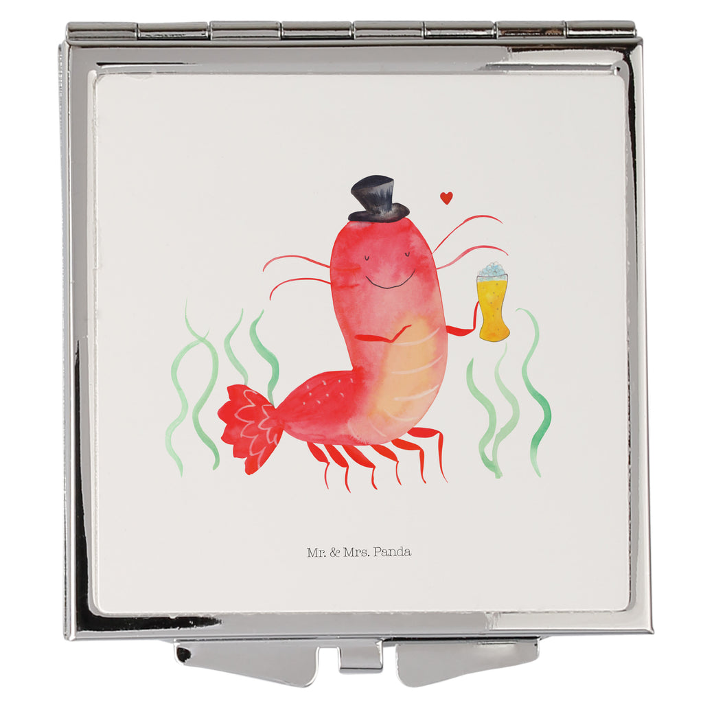 Handtaschenspiegel quadratisch Hummer mit Weizen Spiegel, Handtasche, Quadrat, silber, schminken, Schminkspiegel, Meerestiere, Meer, Urlaub, Garnele, Garnelen, Bier, Kochen, Männerhaushalt, Junggeselle, Junggesellin, Bierliebhaber, Kneipe, Gasthaus, Wirtschaft