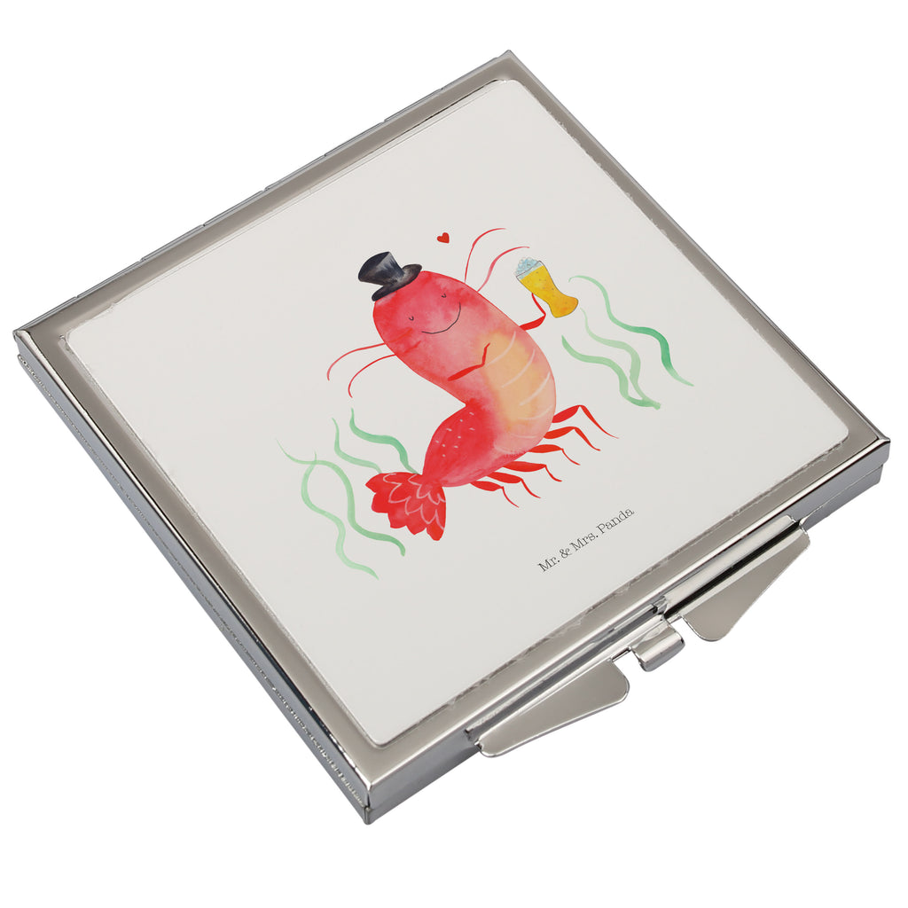 Handtaschenspiegel quadratisch Hummer mit Weizen Spiegel, Handtasche, Quadrat, silber, schminken, Schminkspiegel, Meerestiere, Meer, Urlaub, Garnele, Garnelen, Bier, Kochen, Männerhaushalt, Junggeselle, Junggesellin, Bierliebhaber, Kneipe, Gasthaus, Wirtschaft