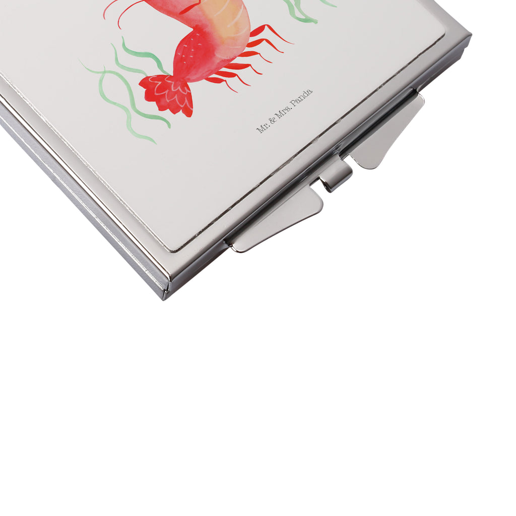 Handtaschenspiegel quadratisch Hummer mit Weizen Spiegel, Handtasche, Quadrat, silber, schminken, Schminkspiegel, Meerestiere, Meer, Urlaub, Garnele, Garnelen, Bier, Kochen, Männerhaushalt, Junggeselle, Junggesellin, Bierliebhaber, Kneipe, Gasthaus, Wirtschaft