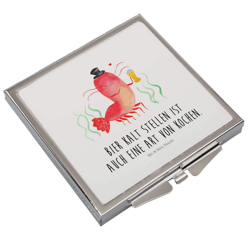 Handtaschenspiegel quadratisch Hummer mit Weizen Spiegel, Handtasche, Quadrat, silber, schminken, Schminkspiegel, Meerestiere, Meer, Urlaub, Garnele, Garnelen, Bier, Kochen, Männerhaushalt, Junggeselle, Junggesellin, Bierliebhaber, Kneipe, Gasthaus, Wirtschaft