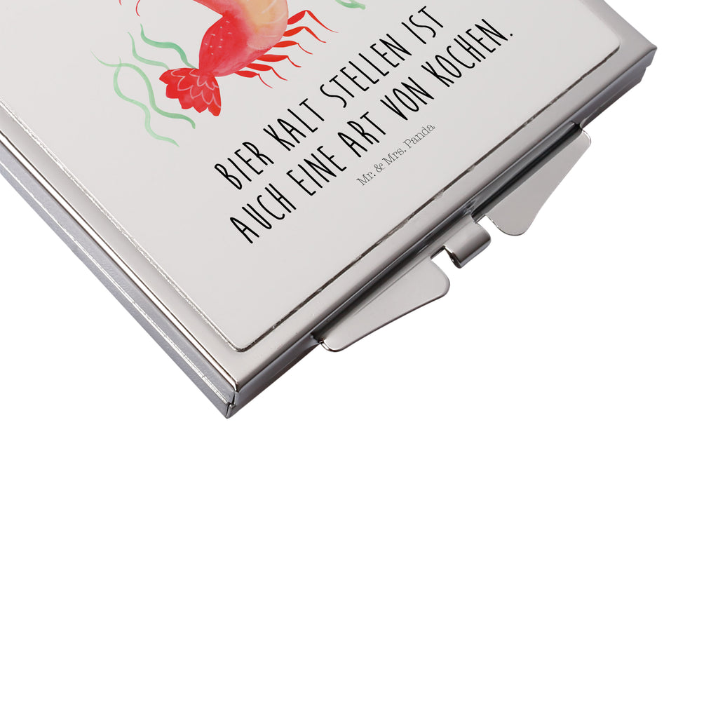 Handtaschenspiegel quadratisch Hummer mit Weizen Spiegel, Handtasche, Quadrat, silber, schminken, Schminkspiegel, Meerestiere, Meer, Urlaub, Garnele, Garnelen, Bier, Kochen, Männerhaushalt, Junggeselle, Junggesellin, Bierliebhaber, Kneipe, Gasthaus, Wirtschaft