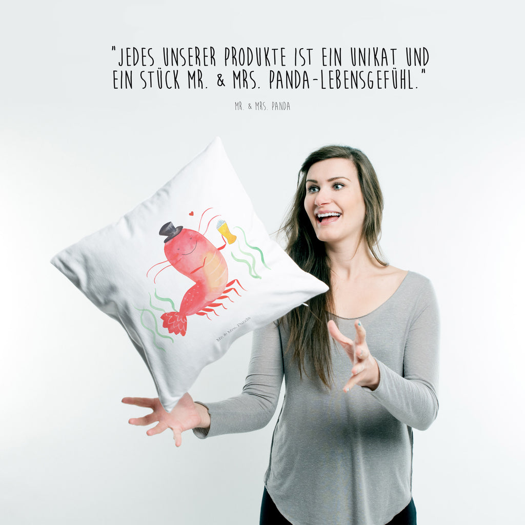 40x40 Kissen Hummer mit Weizen Kissenhülle, Kopfkissen, Sofakissen, Dekokissen, Motivkissen, Meerestiere, Meer, Urlaub, Garnele, Garnelen, Bier, Kochen, Männerhaushalt, Junggeselle, Junggesellin, Bierliebhaber, Kneipe, Gasthaus, Wirtschaft