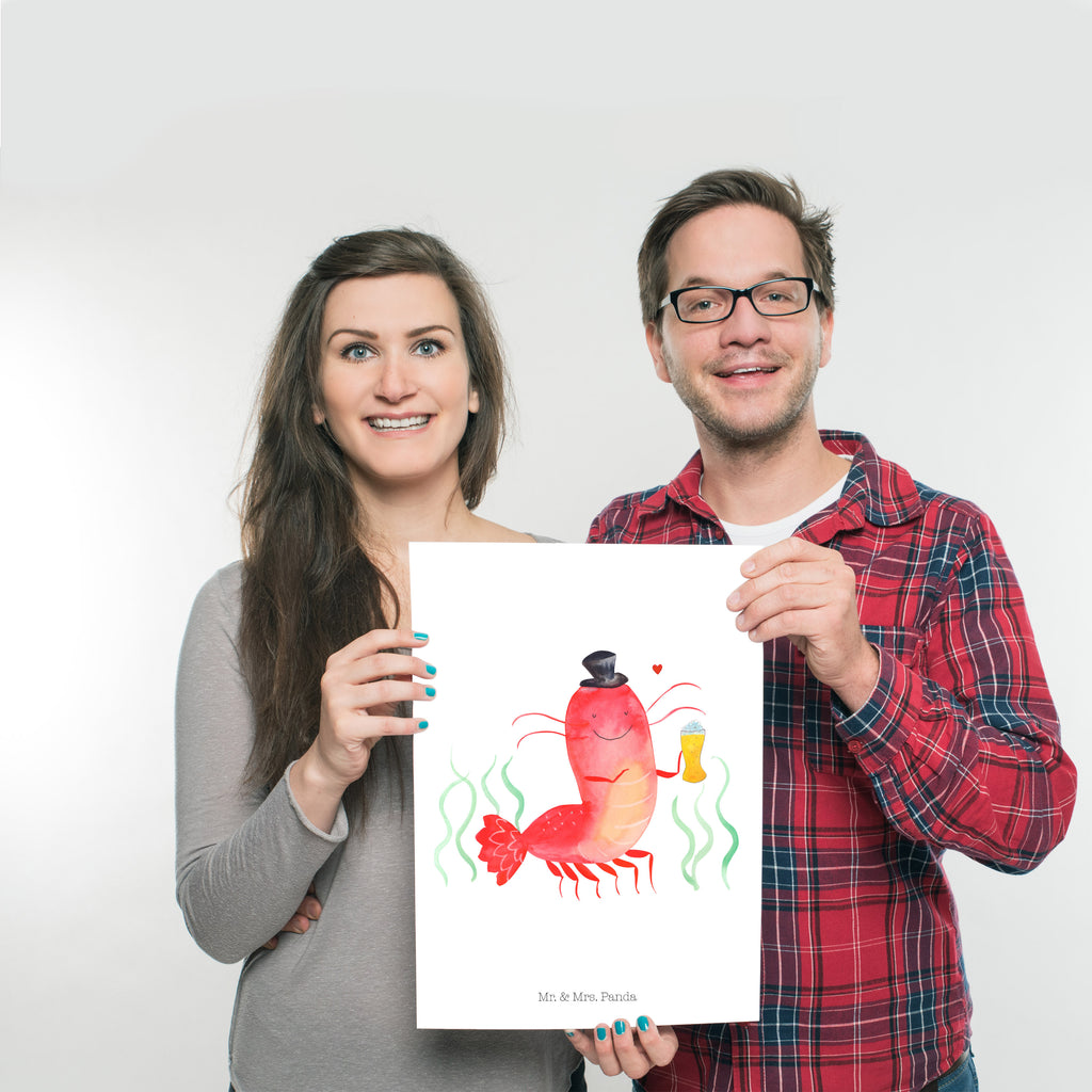 Poster Hummer mit Weizen Poster, Wandposter, Bild, Wanddeko, Küchenposter, Kinderposter, Wanddeko Bild, Raumdekoration, Wanddekoration, Handgemaltes Poster, Mr. & Mrs. Panda Poster, Designposter, Kunstdruck, Posterdruck, Meerestiere, Meer, Urlaub, Garnele, Garnelen, Bier, Kochen, Männerhaushalt, Junggeselle, Junggesellin, Bierliebhaber, Kneipe, Gasthaus, Wirtschaft