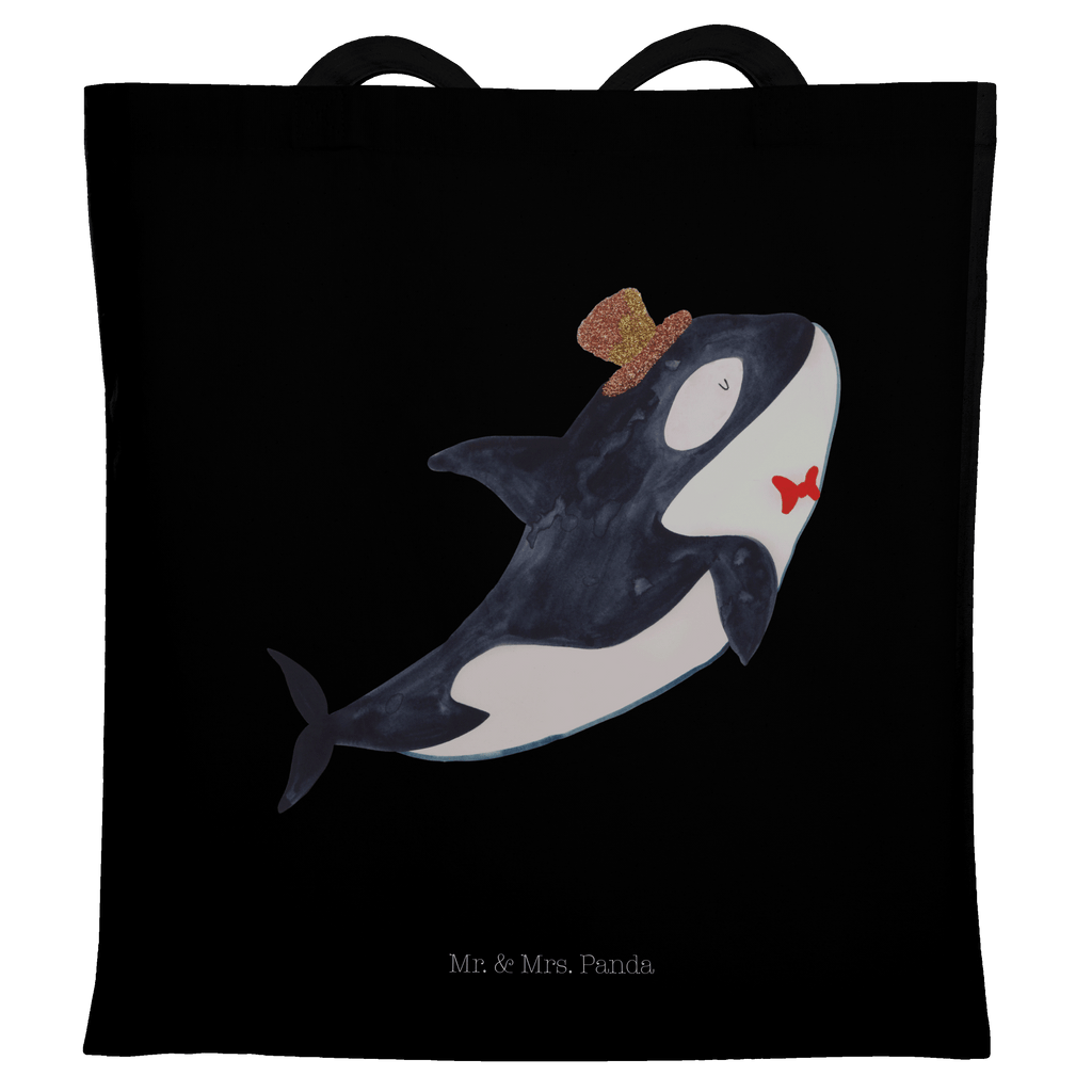 Tragetasche Orca Zylinder Beuteltasche, Beutel, Einkaufstasche, Jutebeutel, Stoffbeutel, Meerestiere, Meer, Urlaub, Narwal, Glitter, Konfetti, Glitzer, Geburtstag, Feier, Fete, Fest, Glückwunsch, Orca