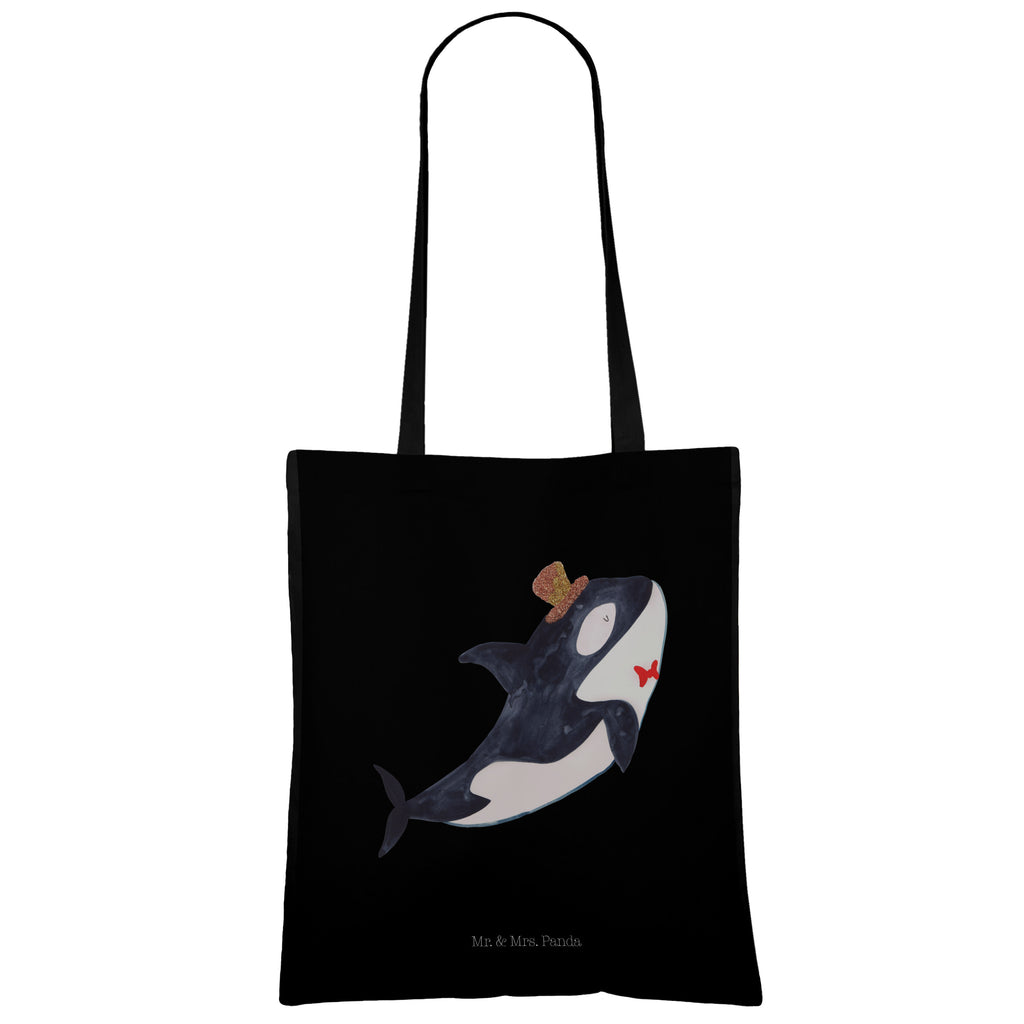 Tragetasche Orca Zylinder Beuteltasche, Beutel, Einkaufstasche, Jutebeutel, Stoffbeutel, Meerestiere, Meer, Urlaub, Narwal, Glitter, Konfetti, Glitzer, Geburtstag, Feier, Fete, Fest, Glückwunsch, Orca
