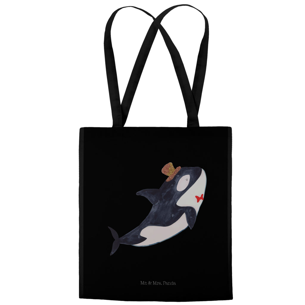 Tragetasche Orca Zylinder Beuteltasche, Beutel, Einkaufstasche, Jutebeutel, Stoffbeutel, Meerestiere, Meer, Urlaub, Narwal, Glitter, Konfetti, Glitzer, Geburtstag, Feier, Fete, Fest, Glückwunsch, Orca