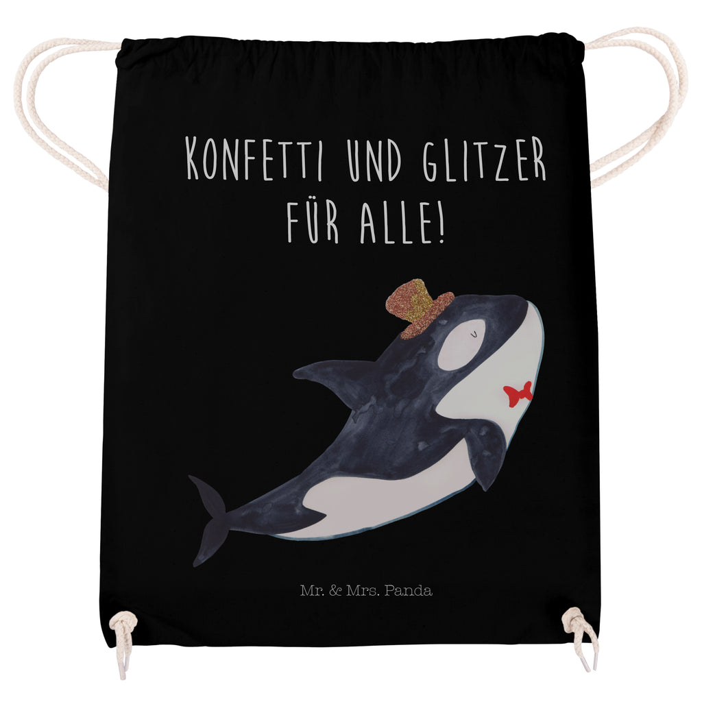 Sportbeutel Orca Zylinder Turnbeutel, Beutel, Sporttasche, Tasche, Stoffbeutel, Meerestiere, Meer, Urlaub, Narwal, Glitter, Konfetti, Glitzer, Geburtstag, Feier, Fete, Fest, Glückwunsch, Orca