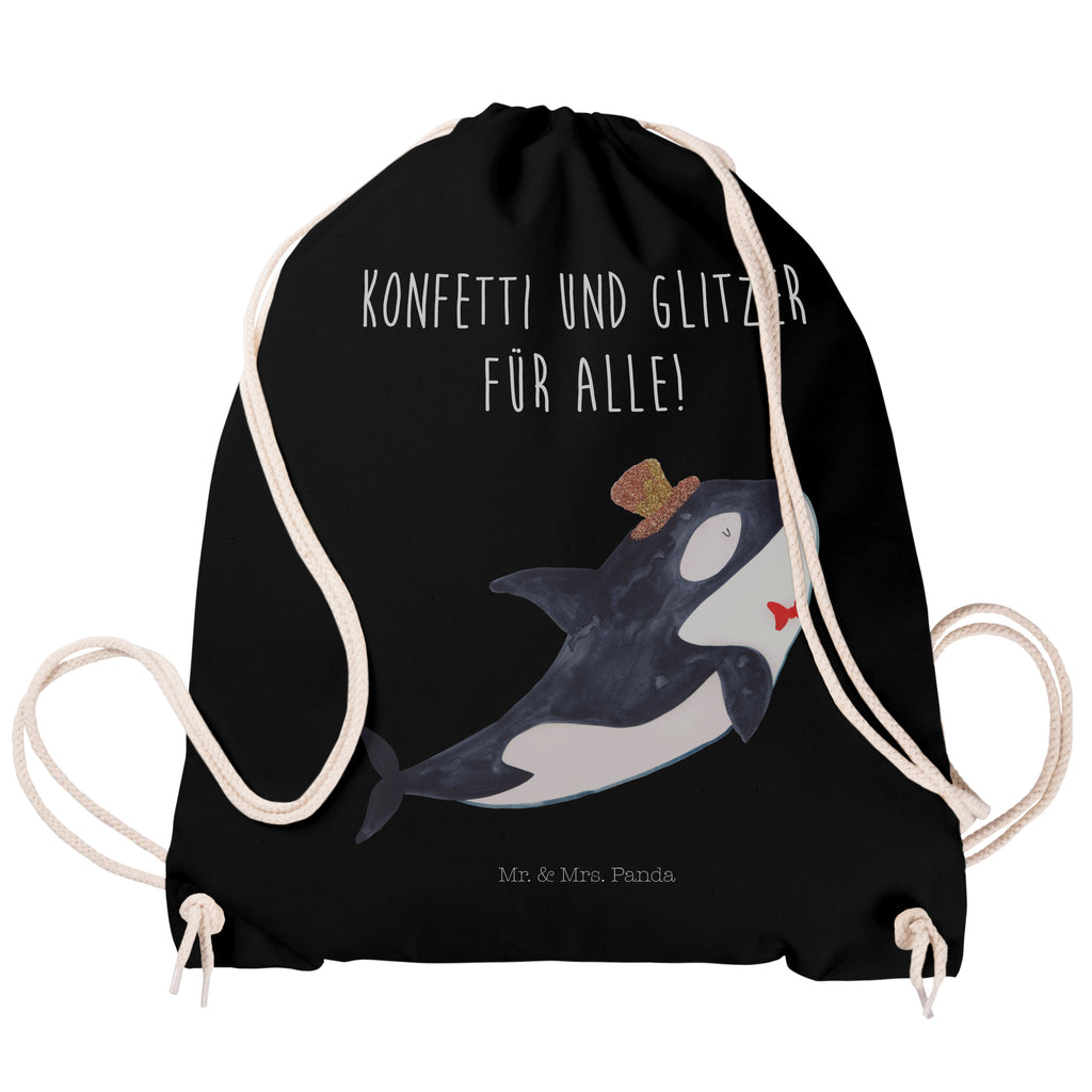 Sportbeutel Orca Zylinder Turnbeutel, Beutel, Sporttasche, Tasche, Stoffbeutel, Meerestiere, Meer, Urlaub, Narwal, Glitter, Konfetti, Glitzer, Geburtstag, Feier, Fete, Fest, Glückwunsch, Orca