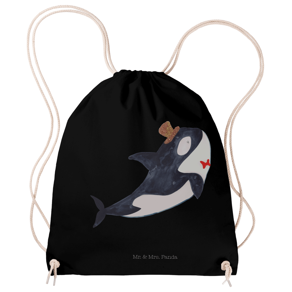 Sportbeutel Orca Zylinder Turnbeutel, Beutel, Sporttasche, Tasche, Stoffbeutel, Meerestiere, Meer, Urlaub, Narwal, Glitter, Konfetti, Glitzer, Geburtstag, Feier, Fete, Fest, Glückwunsch, Orca