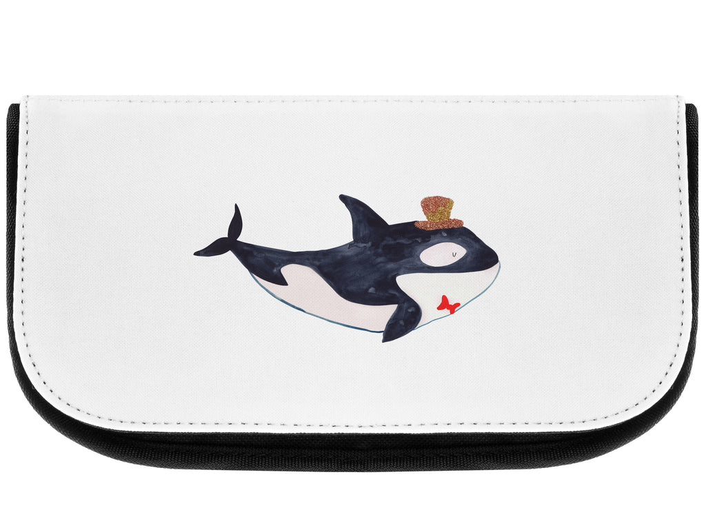 Kosmetiktasche Orca Zylinder Kosmetikbeutel, Kulturtasche, Kulturbeutel, Schminktasche, Make-Up Tasche, Meerestiere, Meer, Urlaub, Narwal, Glitter, Konfetti, Glitzer, Geburtstag, Feier, Fete, Fest, Glückwunsch, Orca