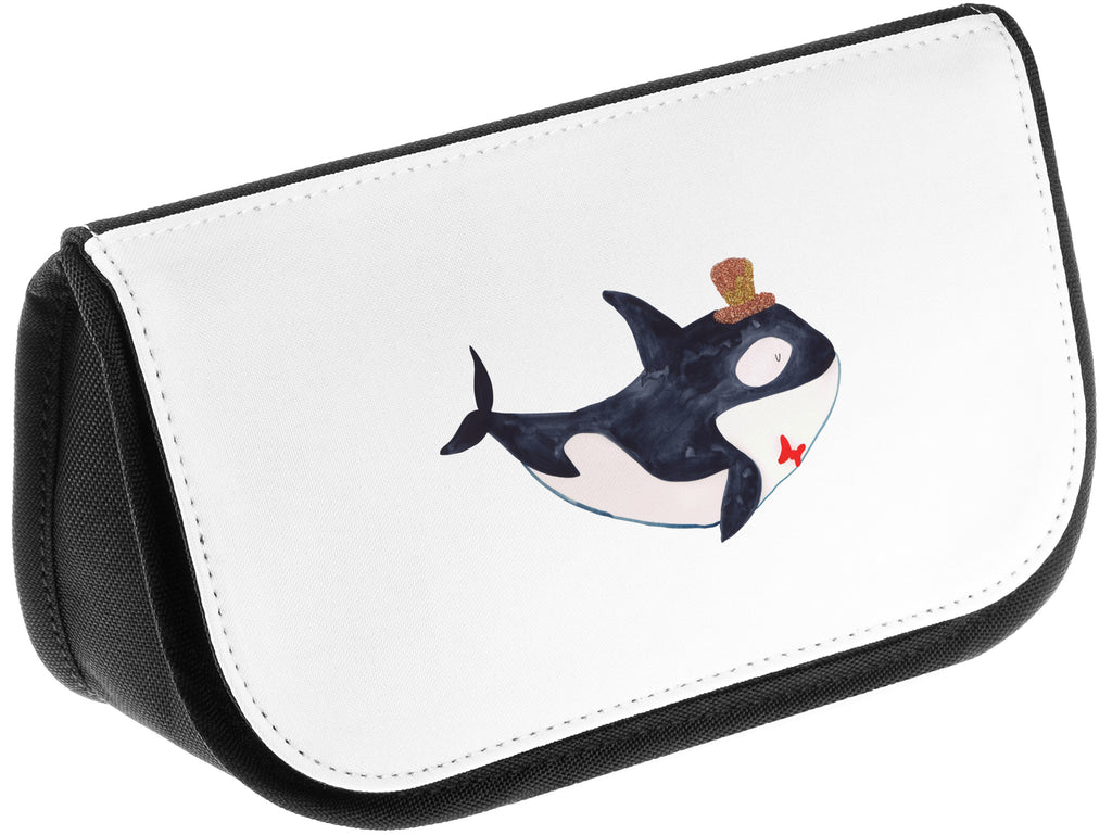 Kosmetiktasche Orca Zylinder Kosmetikbeutel, Kulturtasche, Kulturbeutel, Schminktasche, Make-Up Tasche, Meerestiere, Meer, Urlaub, Narwal, Glitter, Konfetti, Glitzer, Geburtstag, Feier, Fete, Fest, Glückwunsch, Orca