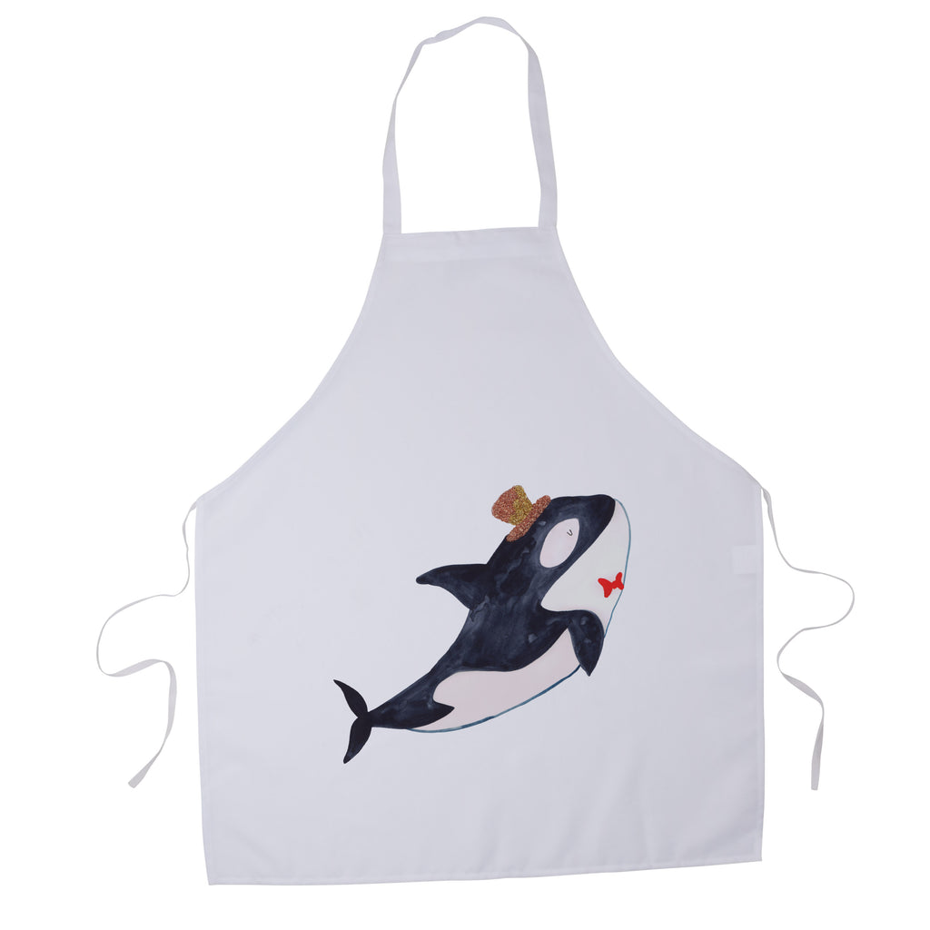 Kochschürze Orca Zylinder Schürze, Backschürze, Küchenschürze, Grillschürze, Latzschürze, Meerestiere, Meer, Urlaub, Narwal, Glitter, Konfetti, Glitzer, Geburtstag, Feier, Fete, Fest, Glückwunsch, Orca