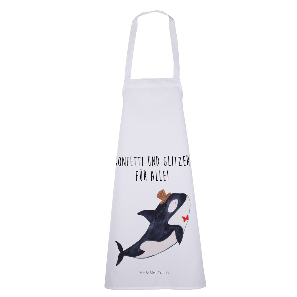 Kochschürze Orca Zylinder Schürze, Backschürze, Küchenschürze, Grillschürze, Latzschürze, Meerestiere, Meer, Urlaub, Narwal, Glitter, Konfetti, Glitzer, Geburtstag, Feier, Fete, Fest, Glückwunsch, Orca