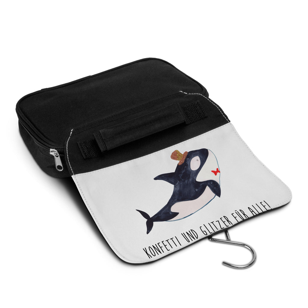 Kulturbeutel Orca Zylinder Kulturbeutel, Zum Aufhängen, Waschtasche, Kosmetiktasche, Damen, Herren, Aufbewahrungstasche, Schminktasche, Kosmetikbeutel, Organizer, Kulturtasche, Schminkutensil, Meerestiere, Meer, Urlaub, Narwal, Glitter, Konfetti, Glitzer, Geburtstag, Feier, Fete, Fest, Glückwunsch, Orca