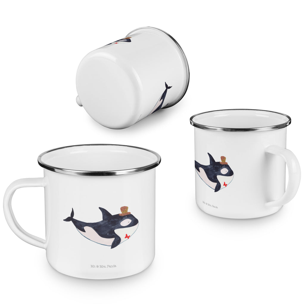 Camping Emaille Tasse Orca Zylinder Campingtasse, Trinkbecher, Metalltasse, Outdoor Tasse, Emaille Trinkbecher, Blechtasse Outdoor, Emaille Campingbecher, Edelstahl Trinkbecher, Metalltasse für Camping, Kaffee Blechtasse, Camping Tasse Metall, Meerestiere, Meer, Urlaub, Narwal, Glitter, Konfetti, Glitzer, Geburtstag, Feier, Fete, Fest, Glückwunsch, Orca