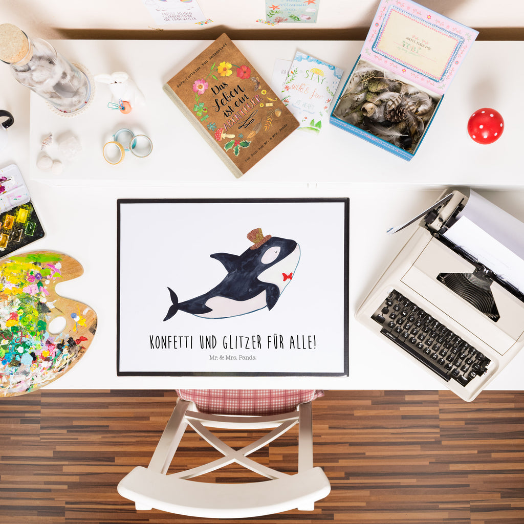 Schreibtischunterlage Orca Zylinder Schreibunterlage, Schreibtischauflage, Bürobedarf, Büroartikel, Schreibwaren, Schreibtisch Unterlagen, Schreibtischunterlage Groß, Meerestiere, Meer, Urlaub, Narwal, Glitter, Konfetti, Glitzer, Geburtstag, Feier, Fete, Fest, Glückwunsch, Orca