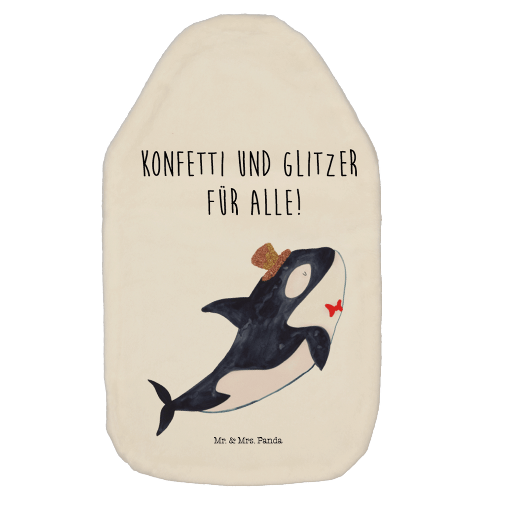 Wärmflasche Orca Zylinder Wärmekissen, Kinderwärmflasche, Körnerkissen, Wärmflaschenbezug, Wärmflasche mit Bezug, Meerestiere, Meer, Urlaub, Narwal, Glitter, Konfetti, Glitzer, Geburtstag, Feier, Fete, Fest, Glückwunsch, Orca
