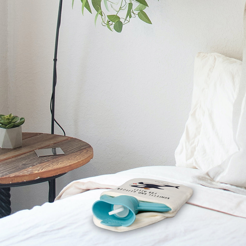 Wärmflasche Orca Zylinder Wärmekissen, Kinderwärmflasche, Körnerkissen, Wärmflaschenbezug, Wärmflasche mit Bezug, Meerestiere, Meer, Urlaub, Narwal, Glitter, Konfetti, Glitzer, Geburtstag, Feier, Fete, Fest, Glückwunsch, Orca