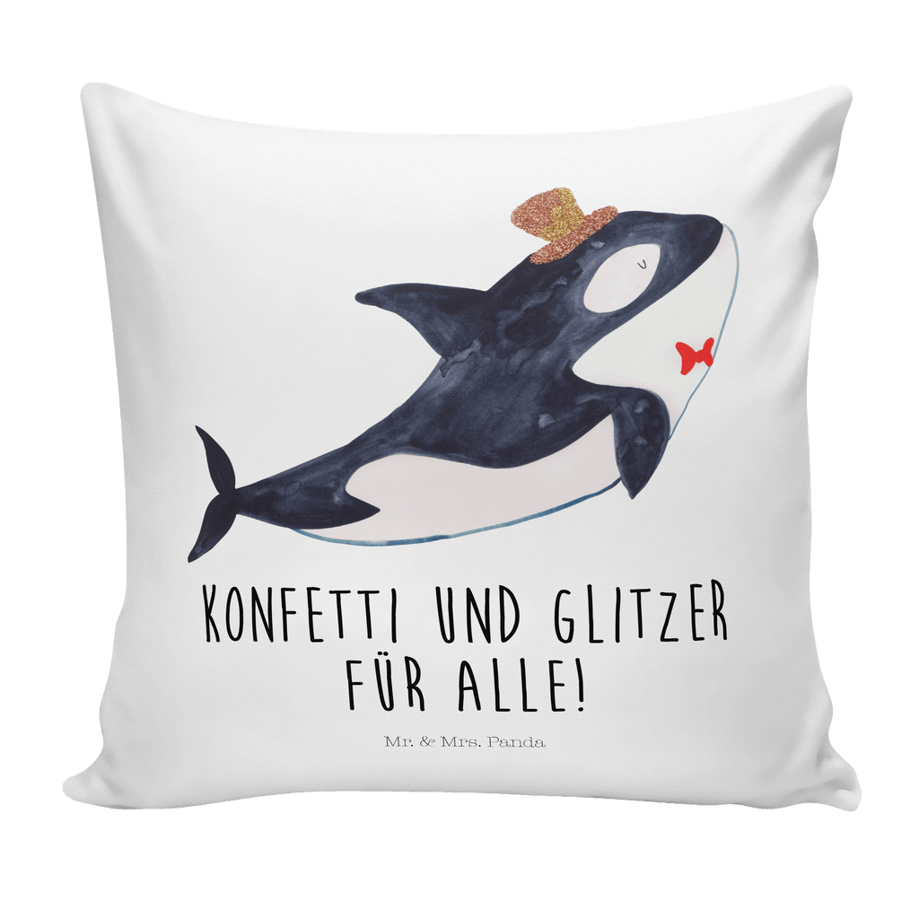 40x40 Kissen Orca Zylinder Kissenhülle, Kopfkissen, Sofakissen, Dekokissen, Motivkissen, Meerestiere, Meer, Urlaub, Narwal, Glitter, Konfetti, Glitzer, Geburtstag, Feier, Fete, Fest, Glückwunsch, Orca