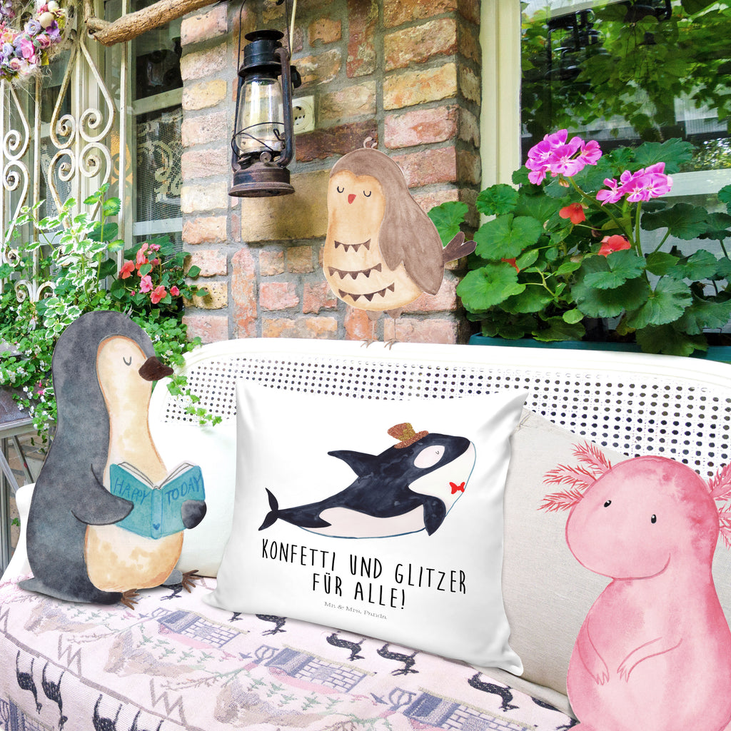 40x40 Kissen Orca Zylinder Kissenhülle, Kopfkissen, Sofakissen, Dekokissen, Motivkissen, Meerestiere, Meer, Urlaub, Narwal, Glitter, Konfetti, Glitzer, Geburtstag, Feier, Fete, Fest, Glückwunsch, Orca