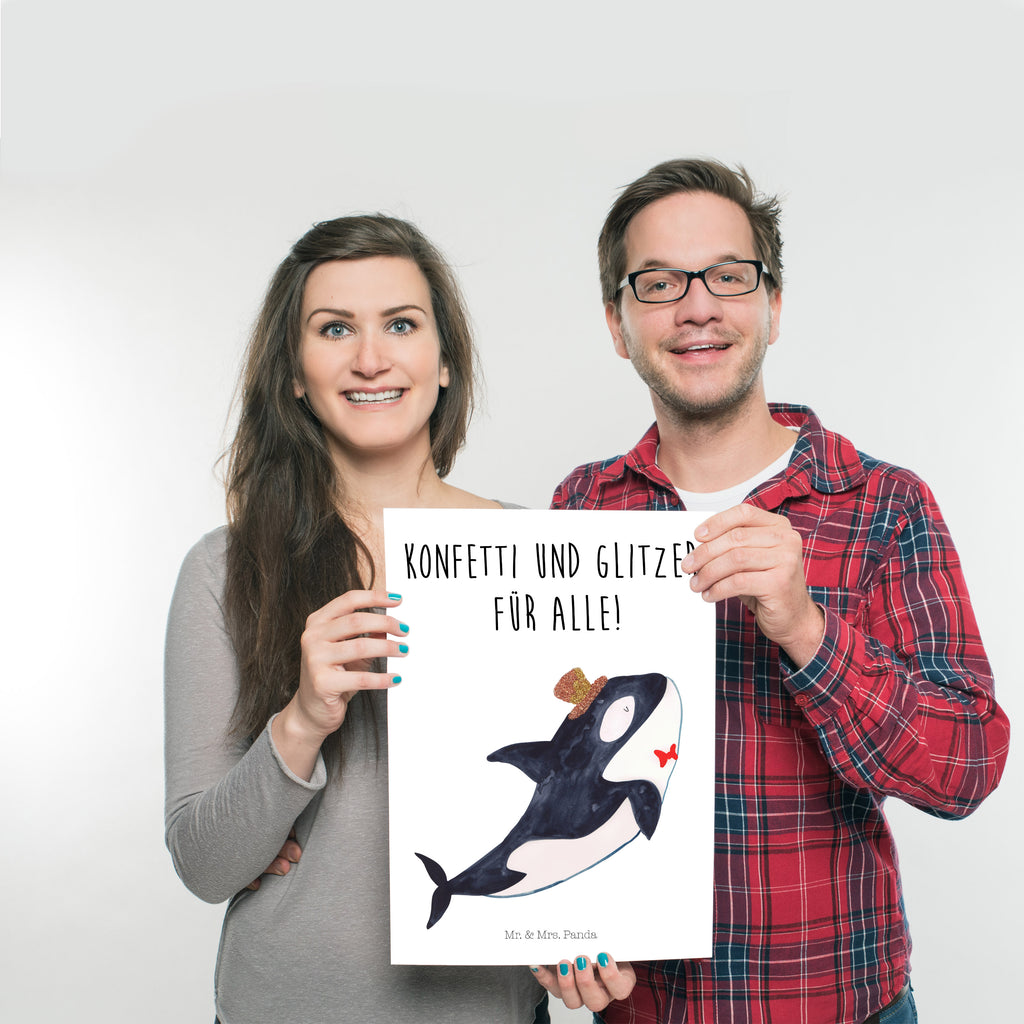 Poster Orca Zylinder Poster, Wandposter, Bild, Wanddeko, Küchenposter, Kinderposter, Wanddeko Bild, Raumdekoration, Wanddekoration, Handgemaltes Poster, Mr. & Mrs. Panda Poster, Designposter, Kunstdruck, Posterdruck, Meerestiere, Meer, Urlaub, Narwal, Glitter, Konfetti, Glitzer, Geburtstag, Feier, Fete, Fest, Glückwunsch, Orca