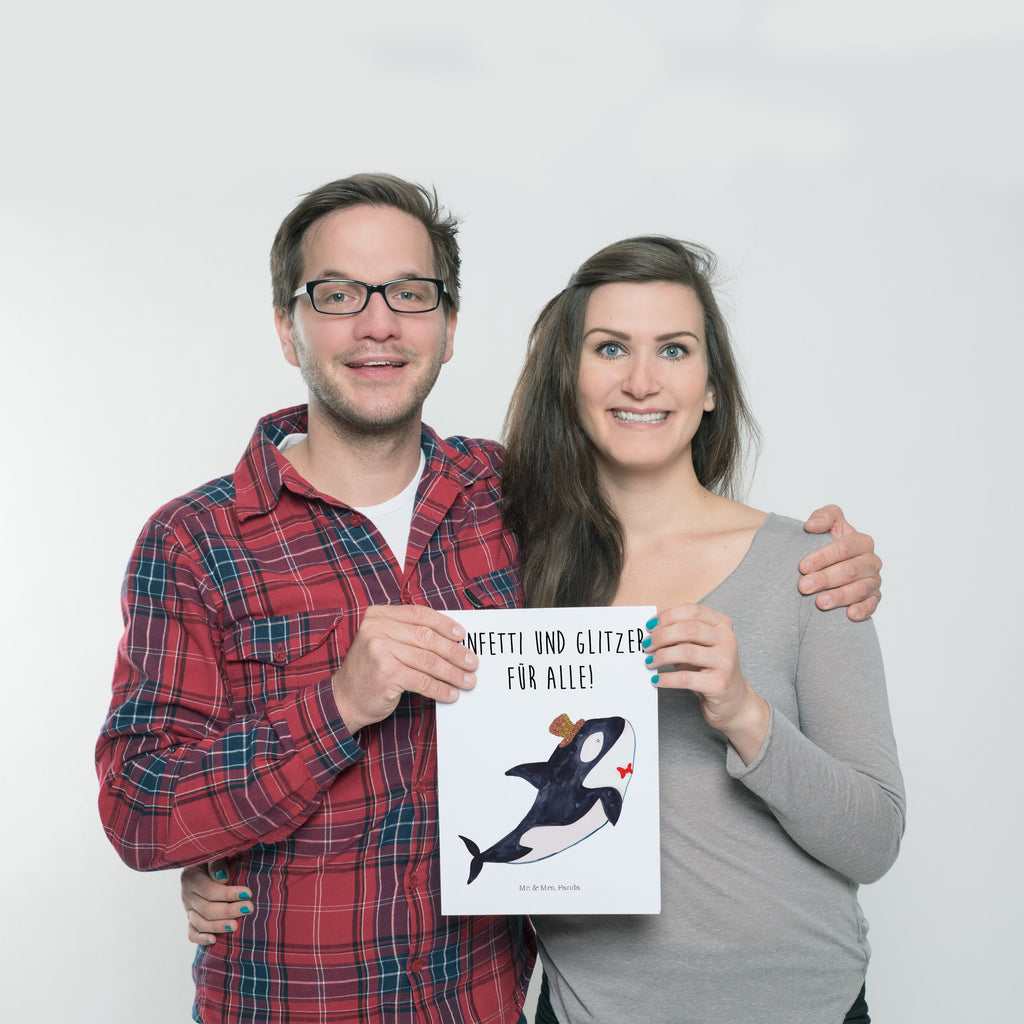 Poster Orca Zylinder Poster, Wandposter, Bild, Wanddeko, Küchenposter, Kinderposter, Wanddeko Bild, Raumdekoration, Wanddekoration, Handgemaltes Poster, Mr. & Mrs. Panda Poster, Designposter, Kunstdruck, Posterdruck, Meerestiere, Meer, Urlaub, Narwal, Glitter, Konfetti, Glitzer, Geburtstag, Feier, Fete, Fest, Glückwunsch, Orca