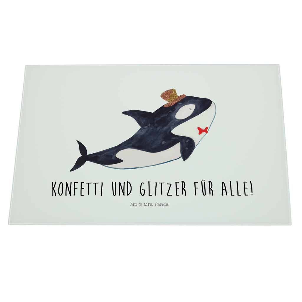 XL Glas Schneidbrett Orca Zylinder Glasschneidebrett, Schneidebrett, Frühstücksbrett, Küche, Meerestiere, Meer, Urlaub, Narwal, Glitter, Konfetti, Glitzer, Geburtstag, Feier, Fete, Fest, Glückwunsch, Orca