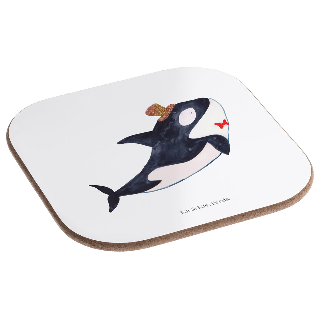 Quadratische Untersetzer Orca Zylinder Bierdeckel, Glasuntersetzer, Untersetzer Gläser, Getränkeuntersetzer, Meerestiere, Meer, Urlaub, Narwal, Glitter, Konfetti, Glitzer, Geburtstag, Feier, Fete, Fest, Glückwunsch, Orca
