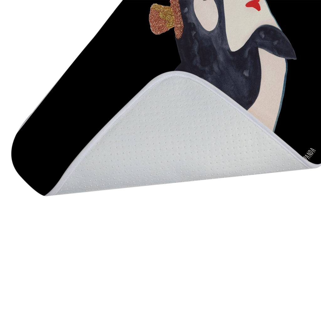 Badvorleger Orca Zylinder Badematte, Badteppich, Duschvorleger, Badezimmerteppich, Badezimmermatte, Badvorleger, Duschmatte, Duschteppich, Meerestiere, Meer, Urlaub, Narwal, Glitter, Konfetti, Glitzer, Geburtstag, Feier, Fete, Fest, Glückwunsch, Orca