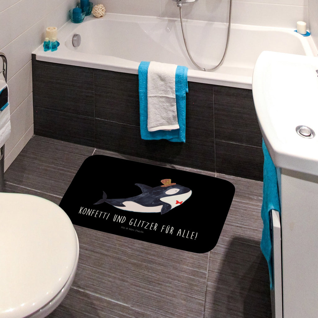 Badvorleger Orca Zylinder Badematte, Badteppich, Duschvorleger, Badezimmerteppich, Badezimmermatte, Badvorleger, Duschmatte, Duschteppich, Meerestiere, Meer, Urlaub, Narwal, Glitter, Konfetti, Glitzer, Geburtstag, Feier, Fete, Fest, Glückwunsch, Orca