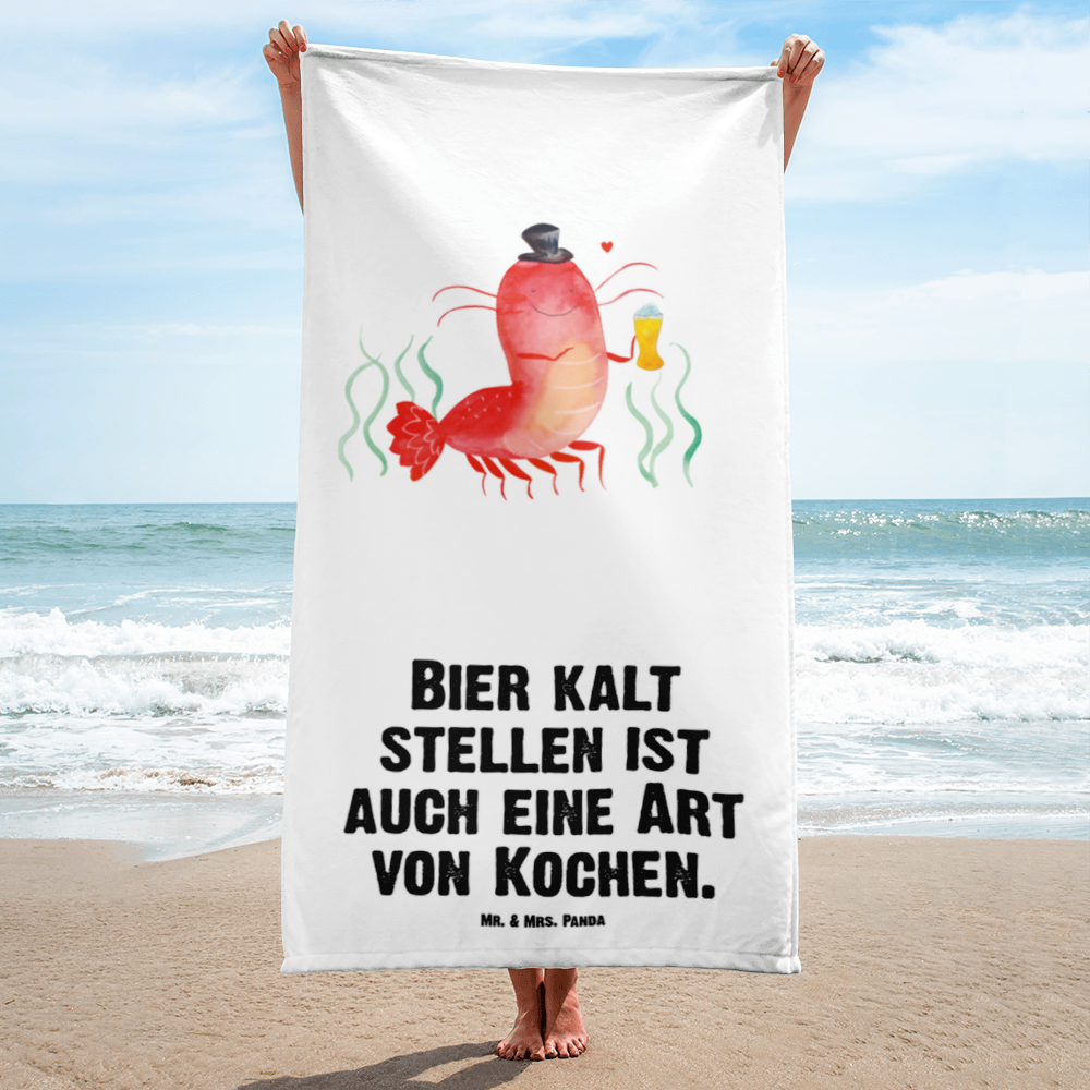 XL Badehandtuch Hummer mit Weizen Handtuch, Badetuch, Duschtuch, Strandtuch, Saunatuch, Meerestiere, Meer, Urlaub, Garnele, Garnelen, Bier, Kochen, Männerhaushalt, Junggeselle, Junggesellin, Bierliebhaber, Kneipe, Gasthaus, Wirtschaft
