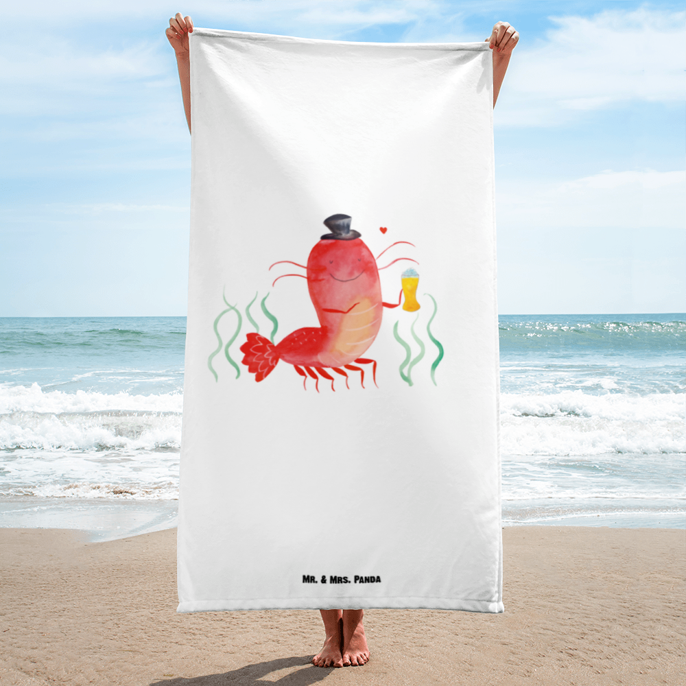 XL Badehandtuch Hummer mit Weizen Handtuch, Badetuch, Duschtuch, Strandtuch, Saunatuch, Meerestiere, Meer, Urlaub, Garnele, Garnelen, Bier, Kochen, Männerhaushalt, Junggeselle, Junggesellin, Bierliebhaber, Kneipe, Gasthaus, Wirtschaft