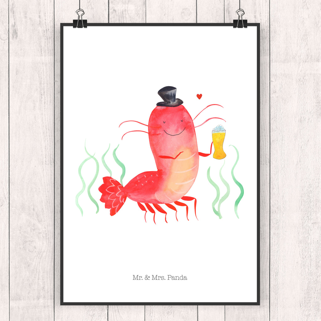 Poster Hummer mit Weizen Poster, Wandposter, Bild, Wanddeko, Küchenposter, Kinderposter, Wanddeko Bild, Raumdekoration, Wanddekoration, Handgemaltes Poster, Mr. & Mrs. Panda Poster, Designposter, Kunstdruck, Posterdruck, Meerestiere, Meer, Urlaub, Garnele, Garnelen, Bier, Kochen, Männerhaushalt, Junggeselle, Junggesellin, Bierliebhaber, Kneipe, Gasthaus, Wirtschaft