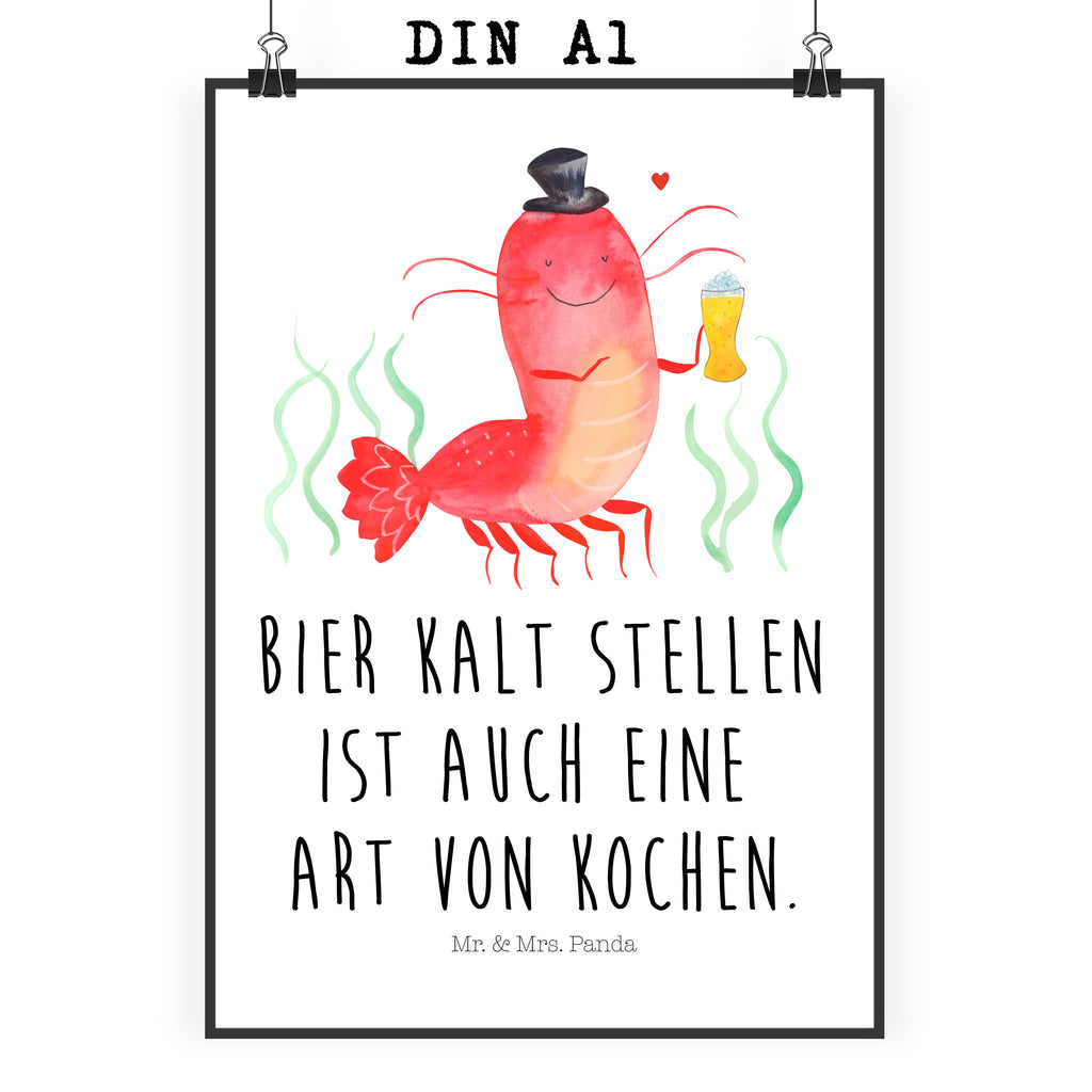 Poster Hummer mit Weizen Poster, Wandposter, Bild, Wanddeko, Küchenposter, Kinderposter, Wanddeko Bild, Raumdekoration, Wanddekoration, Handgemaltes Poster, Mr. & Mrs. Panda Poster, Designposter, Kunstdruck, Posterdruck, Meerestiere, Meer, Urlaub, Garnele, Garnelen, Bier, Kochen, Männerhaushalt, Junggeselle, Junggesellin, Bierliebhaber, Kneipe, Gasthaus, Wirtschaft