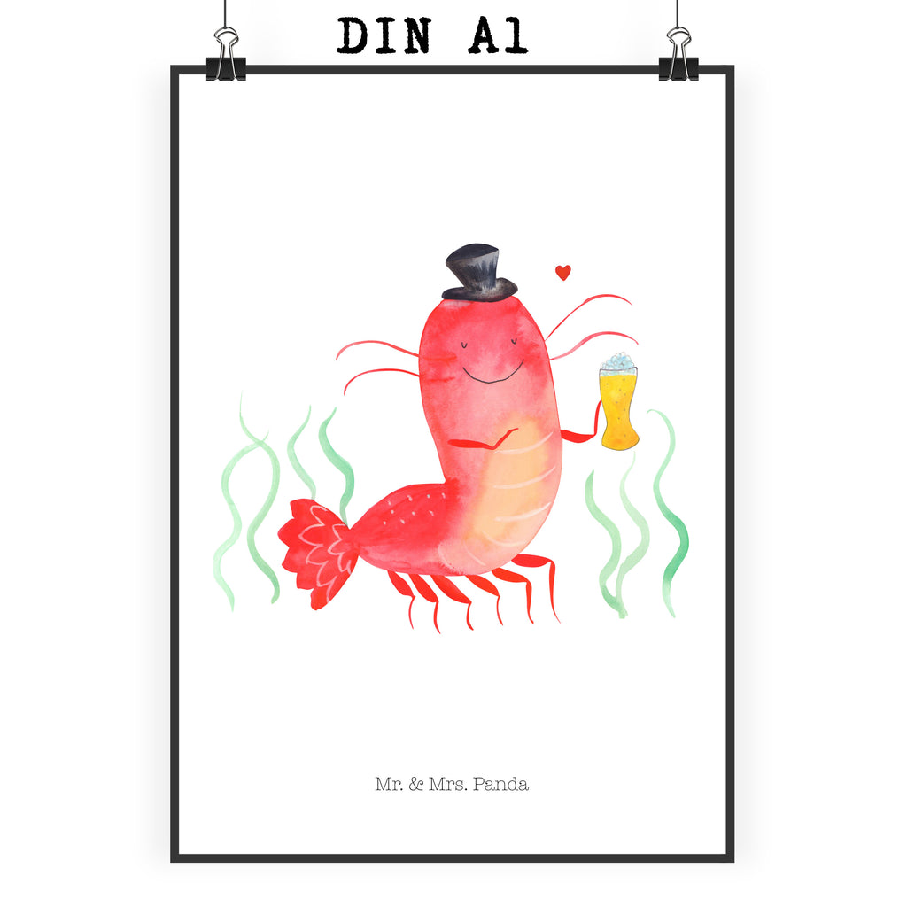 Poster Hummer mit Weizen Poster, Wandposter, Bild, Wanddeko, Küchenposter, Kinderposter, Wanddeko Bild, Raumdekoration, Wanddekoration, Handgemaltes Poster, Mr. & Mrs. Panda Poster, Designposter, Kunstdruck, Posterdruck, Meerestiere, Meer, Urlaub, Garnele, Garnelen, Bier, Kochen, Männerhaushalt, Junggeselle, Junggesellin, Bierliebhaber, Kneipe, Gasthaus, Wirtschaft