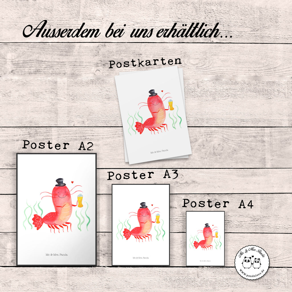 Poster Hummer mit Weizen Poster, Wandposter, Bild, Wanddeko, Küchenposter, Kinderposter, Wanddeko Bild, Raumdekoration, Wanddekoration, Handgemaltes Poster, Mr. & Mrs. Panda Poster, Designposter, Kunstdruck, Posterdruck, Meerestiere, Meer, Urlaub, Garnele, Garnelen, Bier, Kochen, Männerhaushalt, Junggeselle, Junggesellin, Bierliebhaber, Kneipe, Gasthaus, Wirtschaft