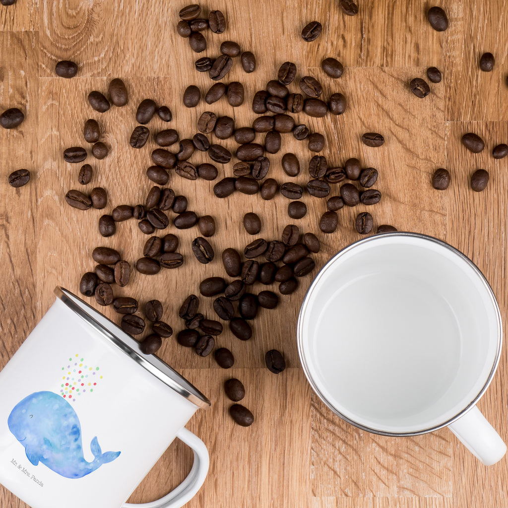 Camping Emaille Tasse Wal Konfetti Campingtasse, Trinkbecher, Metalltasse, Outdoor Tasse, Emaille Trinkbecher, Blechtasse Outdoor, Emaille Campingbecher, Edelstahl Trinkbecher, Metalltasse für Camping, Kaffee Blechtasse, Camping Tasse Metall, Meerestiere, Meer, Urlaub, Wal, Konfetti, Wale, Motivation, Neuanfang, Trennung, Diät, Abnehmen, Neustart, Lebensabschnitt, Geburtstag