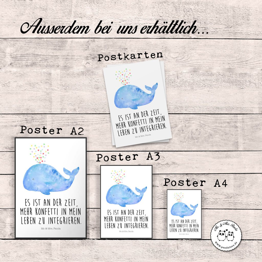 Poster Wal Konfetti Poster, Wandposter, Bild, Wanddeko, Küchenposter, Kinderposter, Wanddeko Bild, Raumdekoration, Wanddekoration, Handgemaltes Poster, Mr. & Mrs. Panda Poster, Designposter, Kunstdruck, Posterdruck, Meerestiere, Meer, Urlaub, Wal, Konfetti, Wale, Motivation, Neuanfang, Trennung, Diät, Abnehmen, Neustart, Lebensabschnitt, Geburtstag