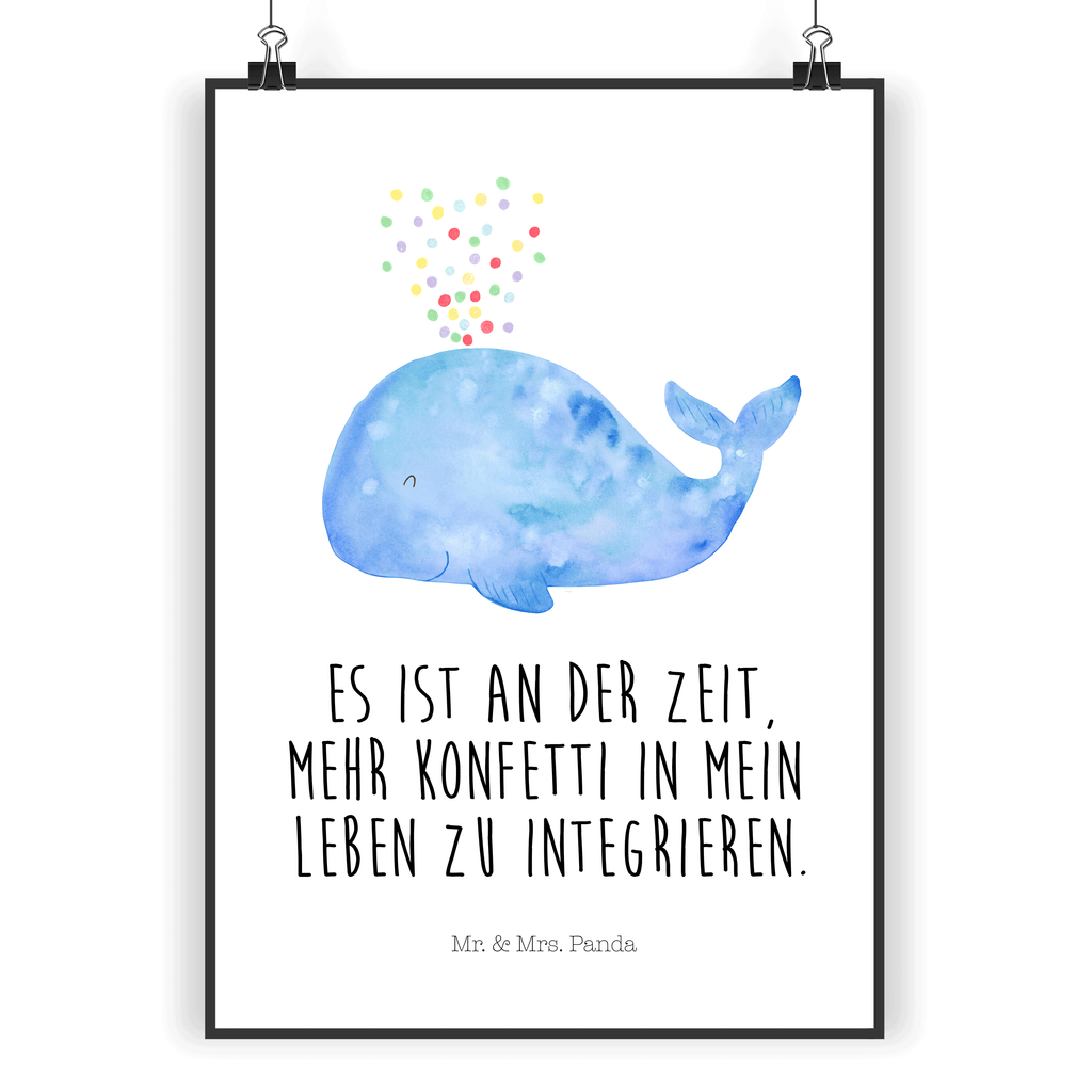 Poster Wal Konfetti Poster, Wandposter, Bild, Wanddeko, Küchenposter, Kinderposter, Wanddeko Bild, Raumdekoration, Wanddekoration, Handgemaltes Poster, Mr. & Mrs. Panda Poster, Designposter, Kunstdruck, Posterdruck, Meerestiere, Meer, Urlaub, Wal, Konfetti, Wale, Motivation, Neuanfang, Trennung, Diät, Abnehmen, Neustart, Lebensabschnitt, Geburtstag