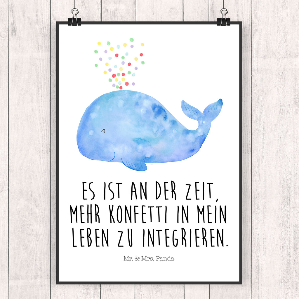 Poster Wal Konfetti Poster, Wandposter, Bild, Wanddeko, Küchenposter, Kinderposter, Wanddeko Bild, Raumdekoration, Wanddekoration, Handgemaltes Poster, Mr. & Mrs. Panda Poster, Designposter, Kunstdruck, Posterdruck, Meerestiere, Meer, Urlaub, Wal, Konfetti, Wale, Motivation, Neuanfang, Trennung, Diät, Abnehmen, Neustart, Lebensabschnitt, Geburtstag