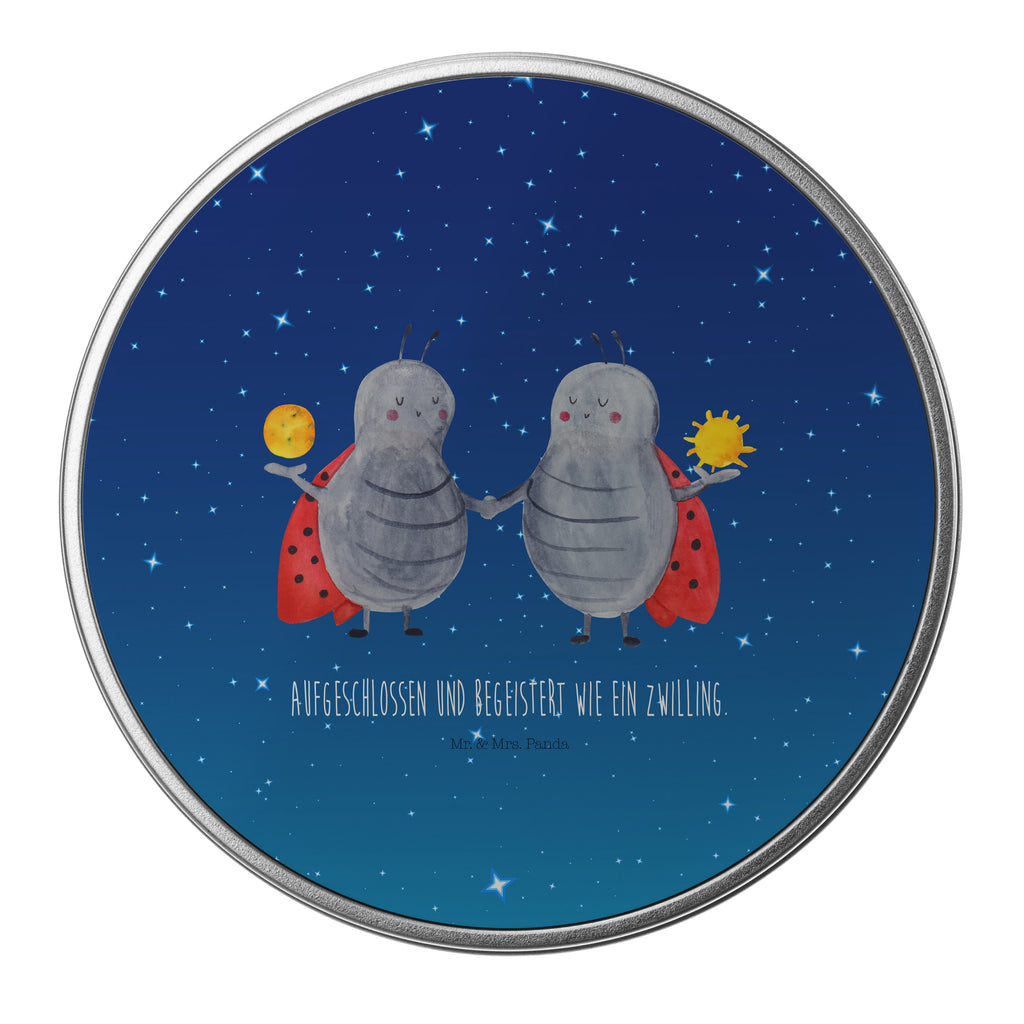 Blechdose rund Sternzeichen Zwilling Metalldose, Keksdose, Dose, Vorratsdose, Geschenkbox, Tierkreiszeichen, Sternzeichen, Horoskop, Astrologie, Aszendent, Zwillinge, Zwilling Geschenk, Zwilling Sternzeichen, Geburtstag Mai, Geschenk Mai, Geschenk Juni, Marienkäfer, Glückskäfer, Zwillingsbruder, Zwillingsschwester