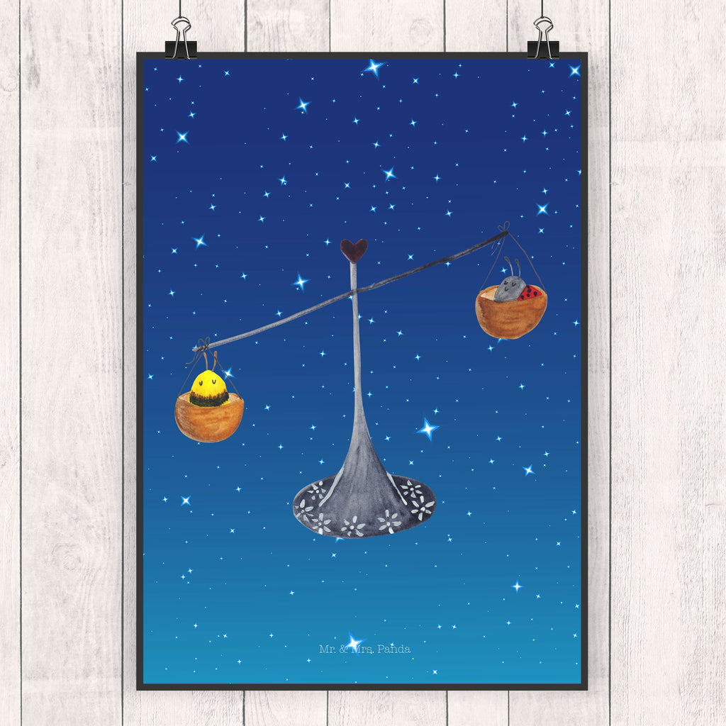 Poster Sternzeichen Waage Poster, Wandposter, Bild, Wanddeko, Küchenposter, Kinderposter, Wanddeko Bild, Raumdekoration, Wanddekoration, Handgemaltes Poster, Mr. & Mrs. Panda Poster, Designposter, Kunstdruck, Posterdruck, Tierkreiszeichen, Sternzeichen, Horoskop, Astrologie, Aszendent, Waage, Waage Geschenk, Waage Sternzeichen, Geschenk Oktober, Geschenk September, Geburtstag Oktober, Geburtstag September, Gleichgewicht, Marienkäfer, Hummel, Biene