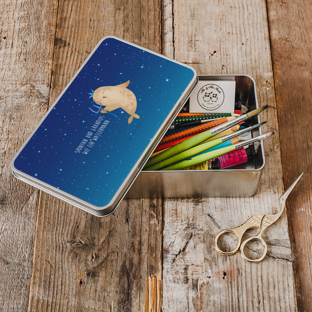 Metalldose rechteckig Sternzeichen Wassermann Blechdose, Metalldose, Blechbox, Container, Keksdose, Vorratsdose, Vorratsbox, Döschen, Versperbox, Vesperdose, Aufbewahrungsdose, Aufbewahrungsbox, Aluminiumdose, Dose, Tierkreiszeichen, Sternzeichen, Horoskop, Astrologie, Aszendent, Meermann, Nix, Wassermann Geschenk, Wassermann Sternzeichen, Geschenk Januar, Geschenk Februar, Geburtstag Januar, Geburtstag Februar, Meer Geschenk