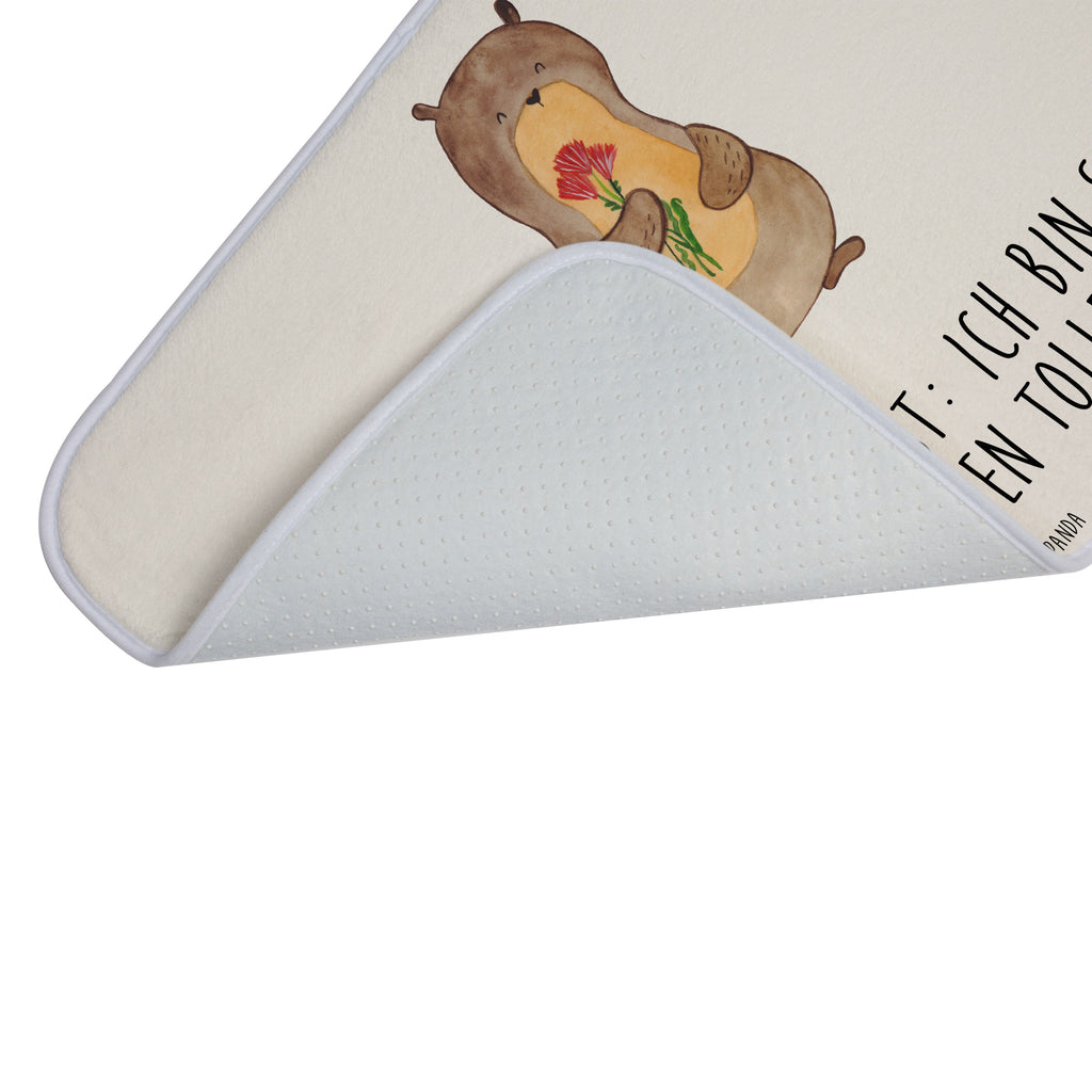 Badvorleger Otter Blumenstrauß Badematte, Badteppich, Duschvorleger, Badezimmerteppich, Badezimmermatte, Badvorleger, Duschmatte, Duschteppich, Otter, Fischotter, Seeotter, Otter Seeotter See Otter