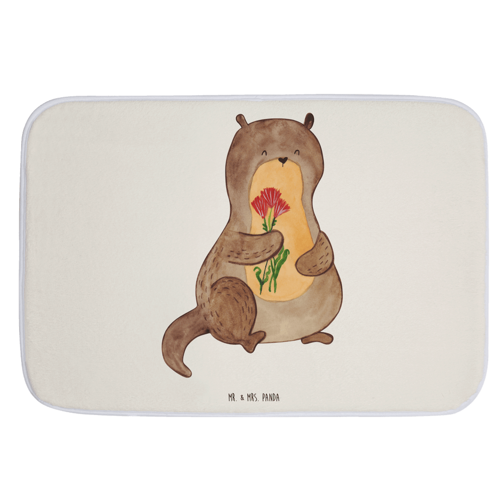 Badvorleger Otter Blumenstrauß Badematte, Badteppich, Duschvorleger, Badezimmerteppich, Badezimmermatte, Badvorleger, Duschmatte, Duschteppich, Otter, Fischotter, Seeotter, Otter Seeotter See Otter