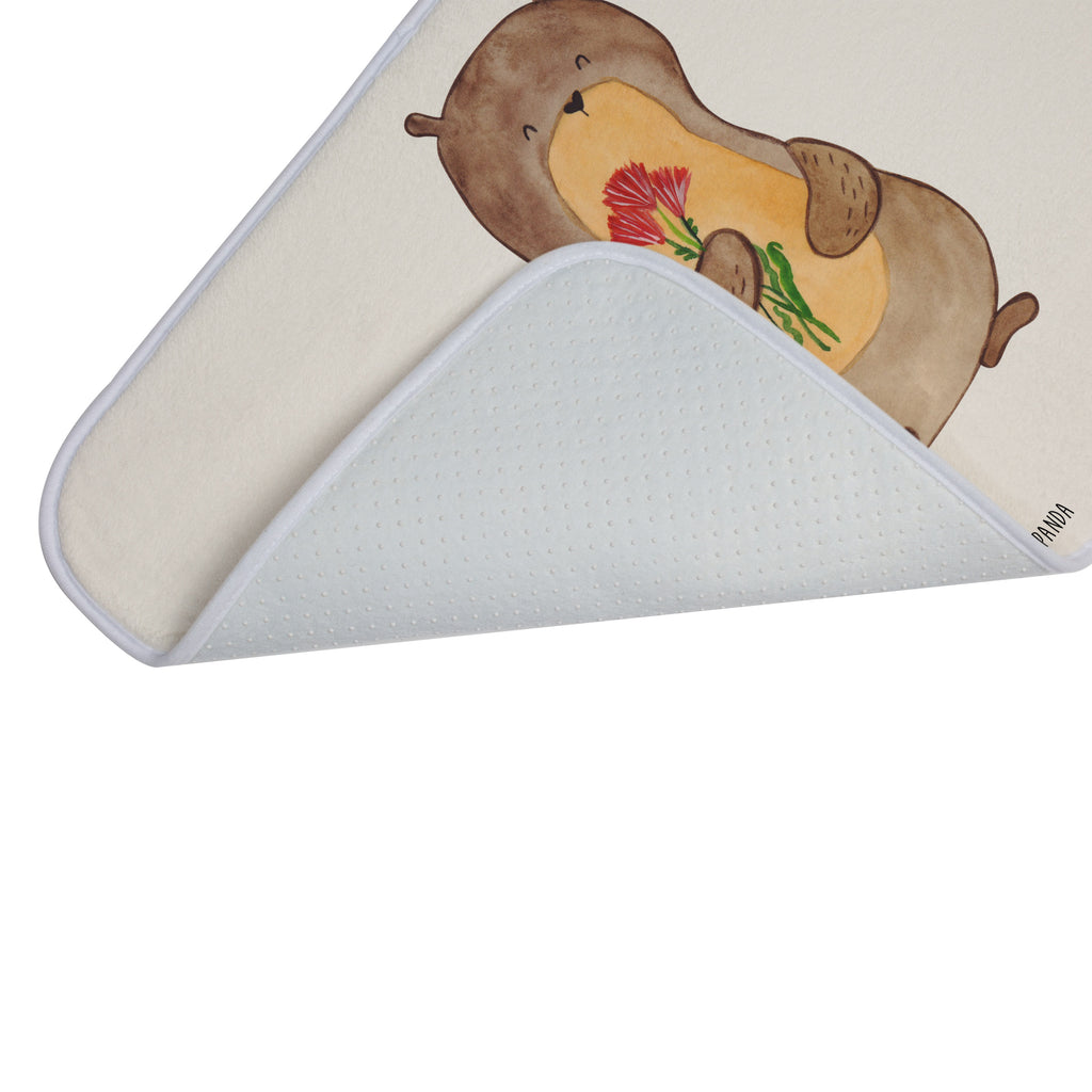 Badvorleger Otter Blumenstrauß Badematte, Badteppich, Duschvorleger, Badezimmerteppich, Badezimmermatte, Badvorleger, Duschmatte, Duschteppich, Otter, Fischotter, Seeotter, Otter Seeotter See Otter